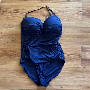 Anne Cole Navy Blue Ruched Swimsuit